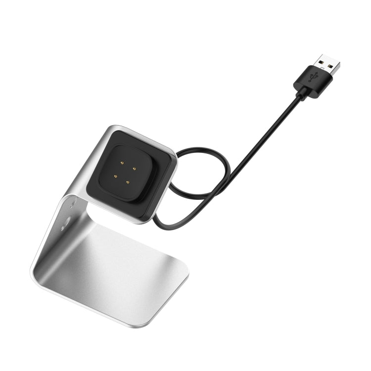 Aluminum Alloy Fast Charger Holder for Fitbit Versa 3/Sence with Chip Protection (Silver)