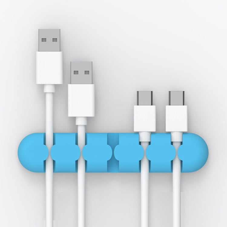 Silicone Desktop Cable Manager Winder Fixer - Blue