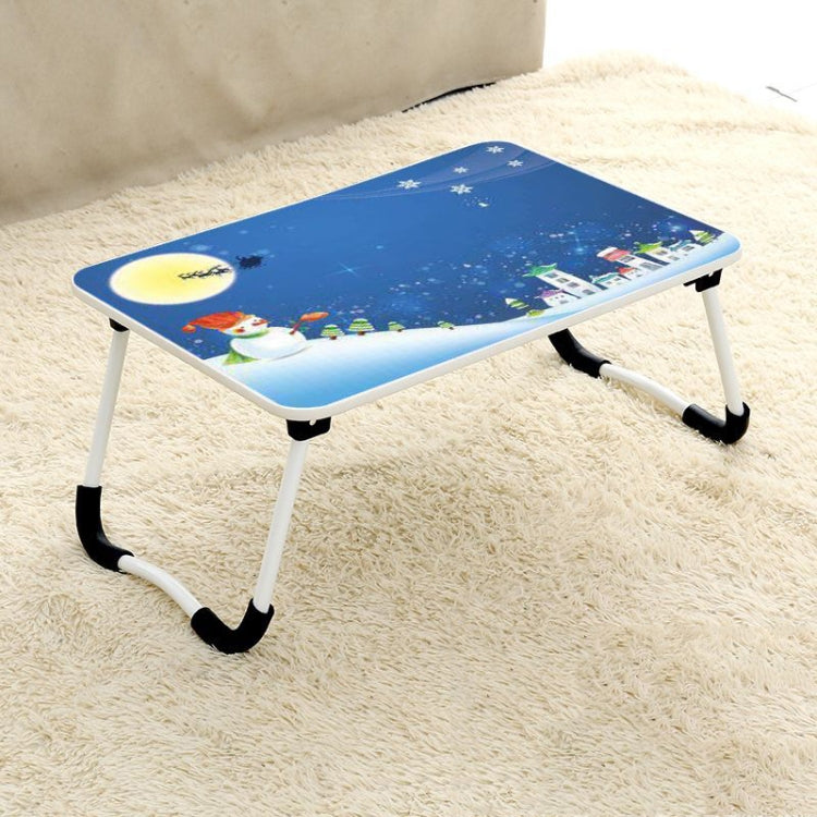 Adjustable Folding Portable Laptop Desk with W-shaped Non-slip Legs and Snowman Pattern