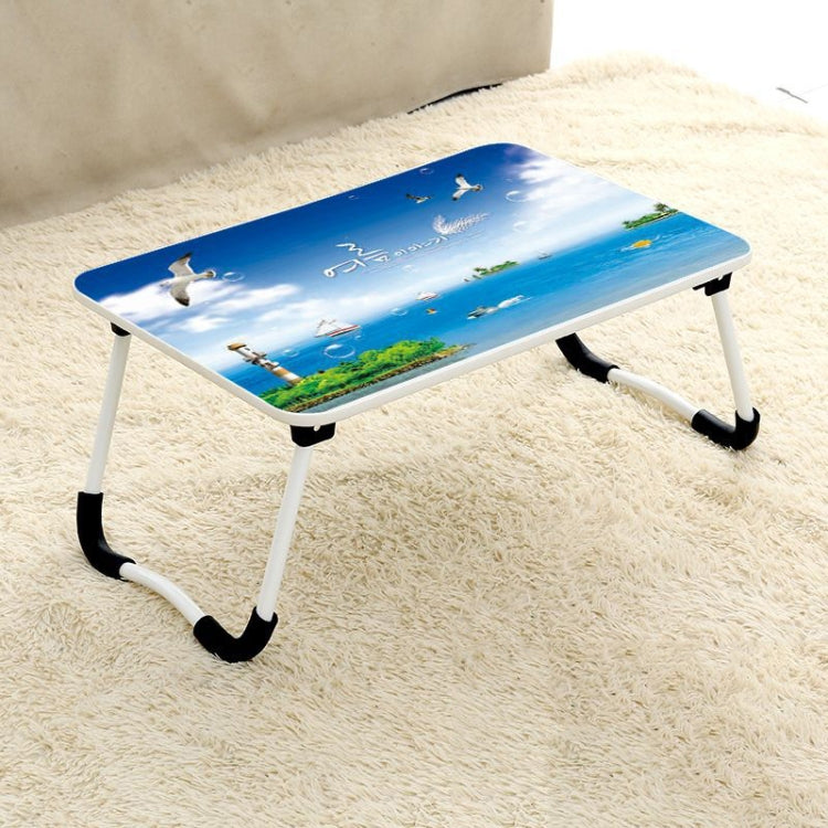 Adjustable Folding Portable Laptop Desk with W-shaped Non-slip Legs and Square Pattern (Sea Island)