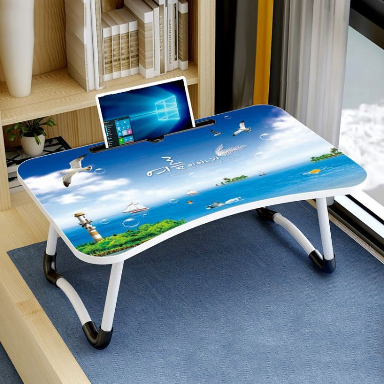 Adjustable Folding Portable Laptop Desk with Card Slot (Sea Island)