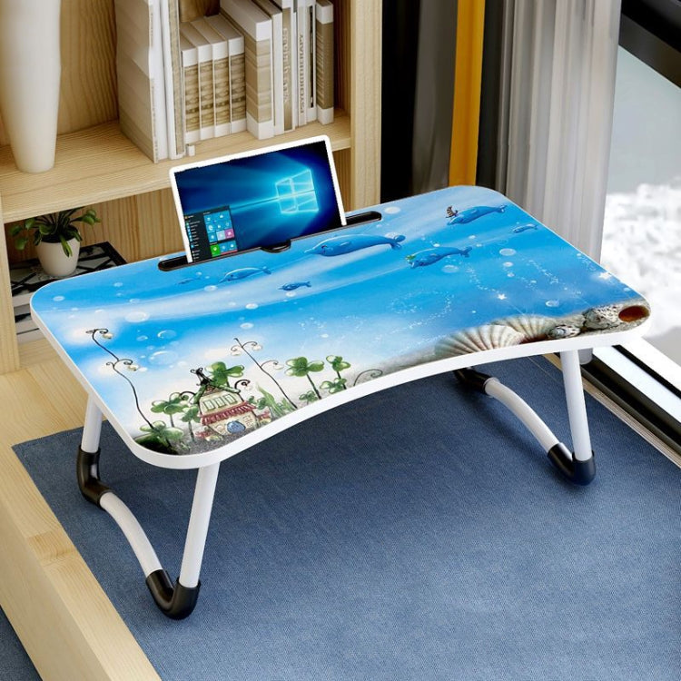 Adjustable Folding Laptop Desk with Non-slip W-shaped Legs and Card Slot (Underwater World)