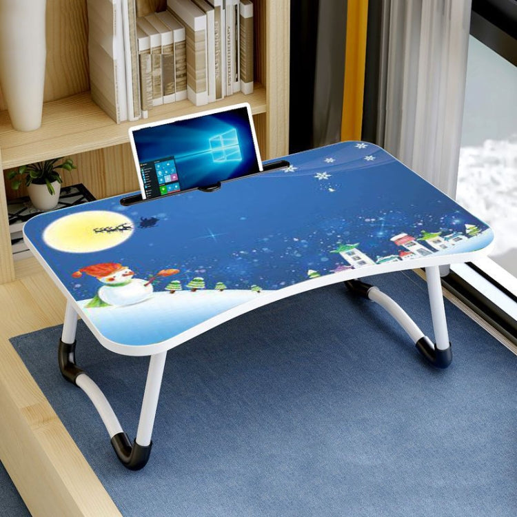 Adjustable Folding Laptop Desk with W-Shaped Non-Slip Legs in Snowman Design