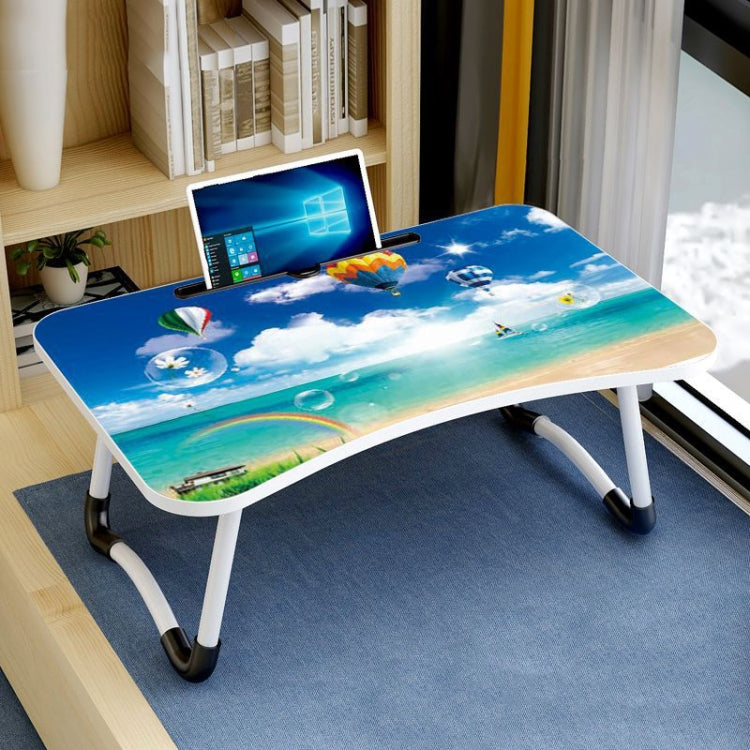 Adjustable Folding Laptop Desk with Non-Slip Legs and Card Slot (Cloud)