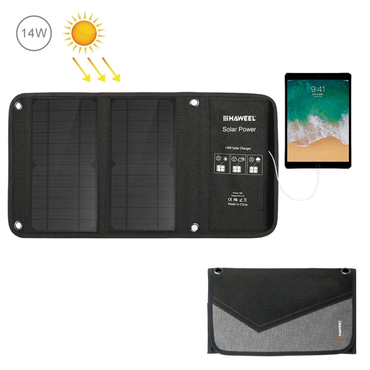 HAWEEL 14W Solar Panel Charger with Dual USB Ports