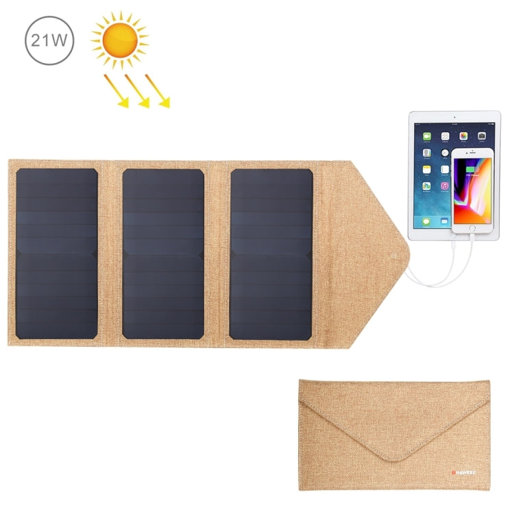 HAWEEL 21W Foldable Solar Panel Charger with Dual USB Ports - Green and Efficient