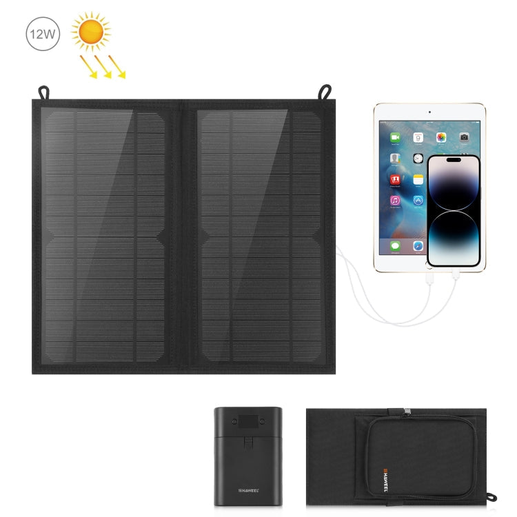 HAWEEL 12W Foldable Solar Panel Charger with Dual USB Ports and Fast Charging Support