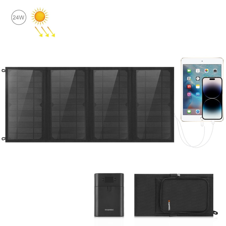 HAWEEL 24W 4 Panels Foldable Solar Charger Bag with Dual USB Ports