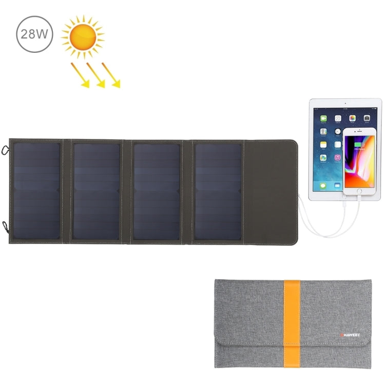 28W Foldable Solar Panel Charger with Dual USB Ports