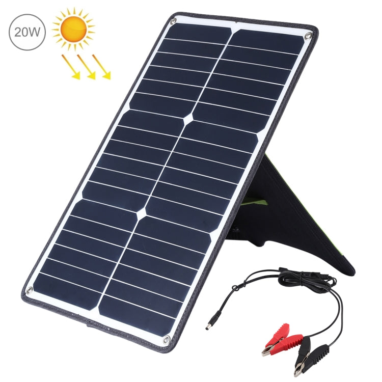 HAWEEL 20W Monocrystalline Silicon Solar Power Panel Charger with USB Port, Holder, and Tiger Clip