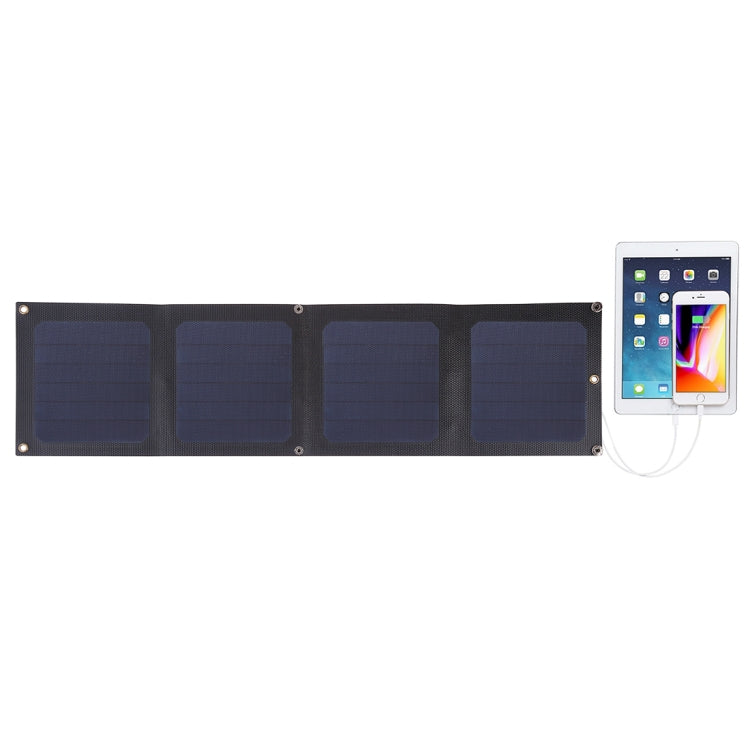 HAWEEL 14W Foldable Solar Panel Charger with Dual USB Ports - Black