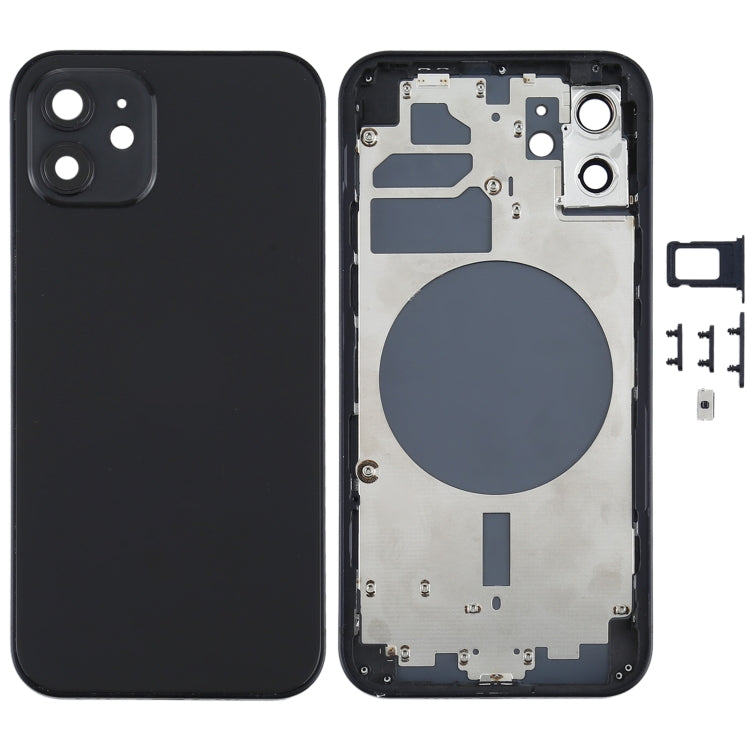 iPhone 12 Black Back Cover with SIM Card Tray, Side Keys, and Camera Lens