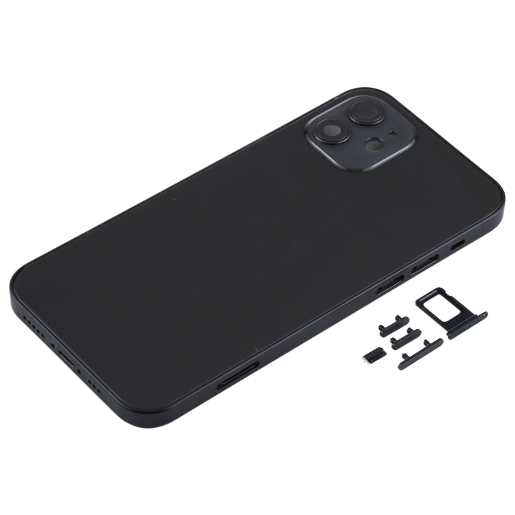 iPhone 12 Black Back Cover with SIM Card Tray, Side Keys, and Camera Lens