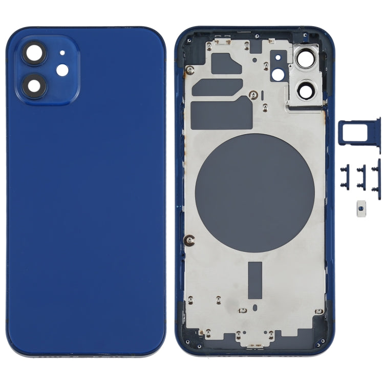Blue Back Housing Cover Kit with SIM Card Tray & Side Keys for iPhone 12