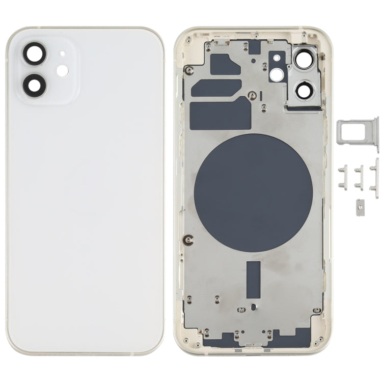 White Back Housing Cover with SIM Card Tray, Side Keys & Camera Lens for iPhone 12