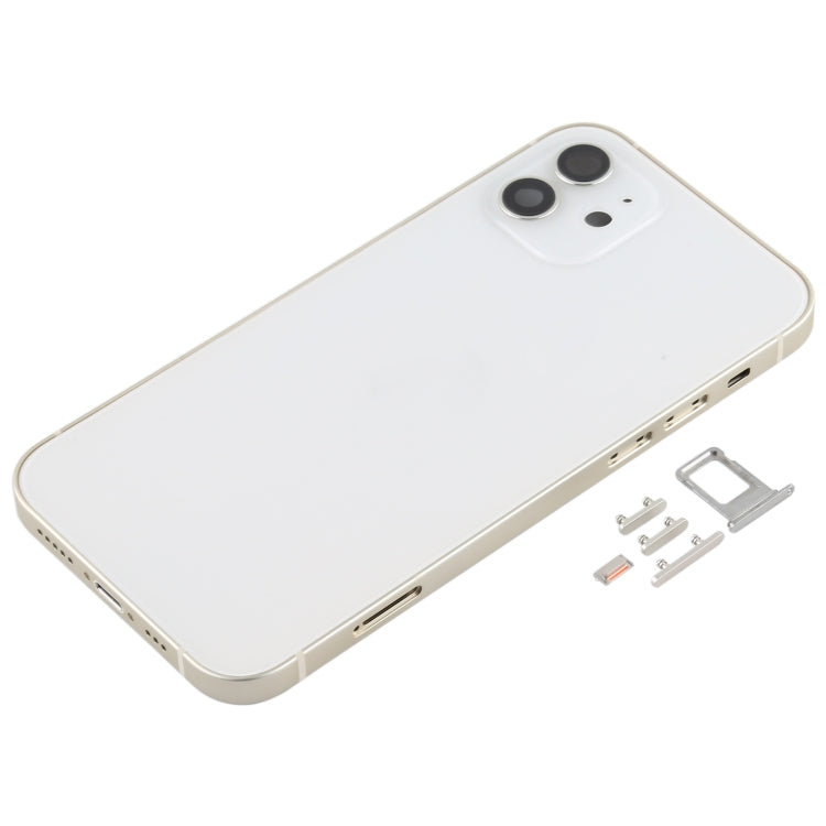 White Back Housing Cover with SIM Card Tray, Side Keys & Camera Lens for iPhone 12