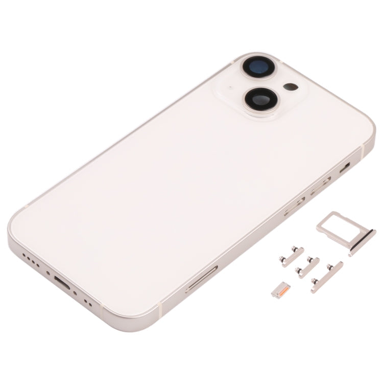 White Back Housing Cover Set for iPhone 13 Mini with SIM Card Tray, Side Keys, and Camera Lens