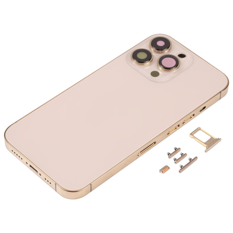 Gold Back Housing Cover with SIM Card Tray, Side Keys, and Camera Lens for iPhone 13 Pro