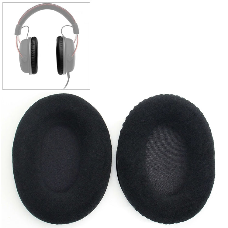 2-Piece Flannel Black Net Sponge Earpads for Kingston KHX-HSCP / HyperX Cloud II Headphones