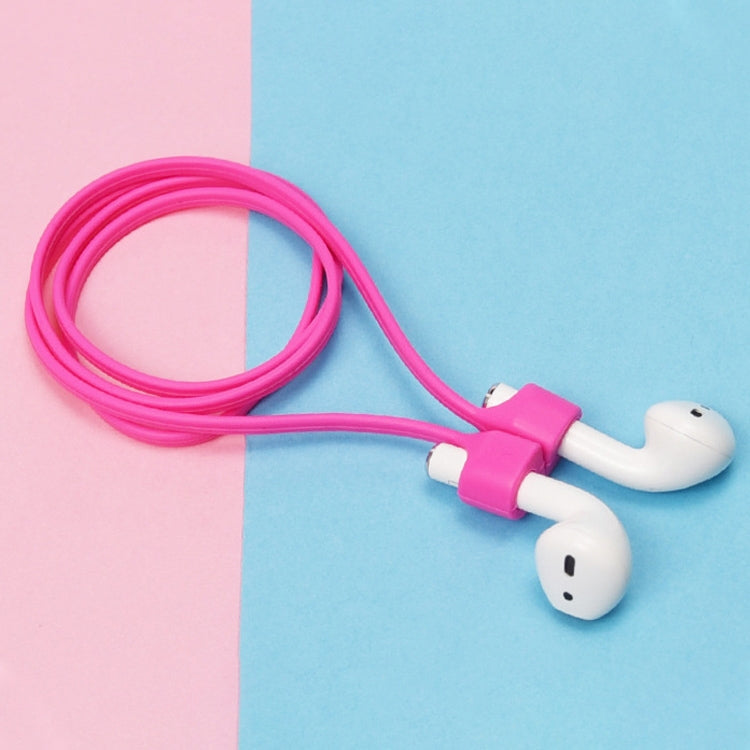 Rose Red Magnetic Silicone Lanyard for Apple AirPods 1 / 2 with Wireless Bluetooth Headset Anti-lost Rope