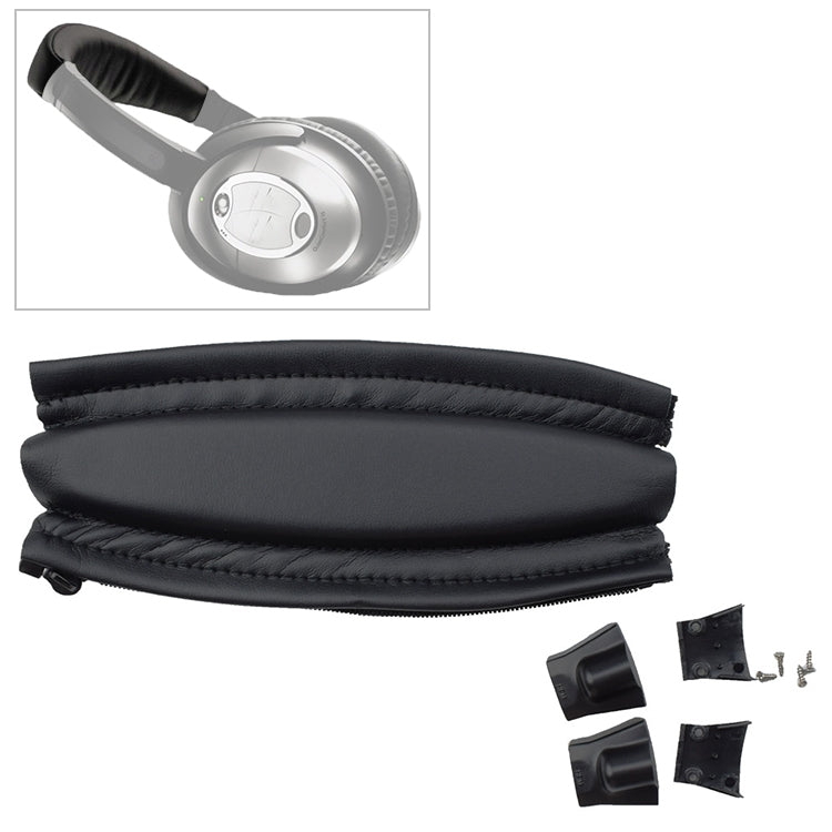 10-Piece Leather Headgear Cover Set for Bose QC2/QC15 Headphones with Plastic Parts + Screws