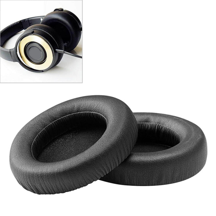 2-Piece Black Imitation Leather + Sponge Earmuffs for ATH WS550 Headphones
