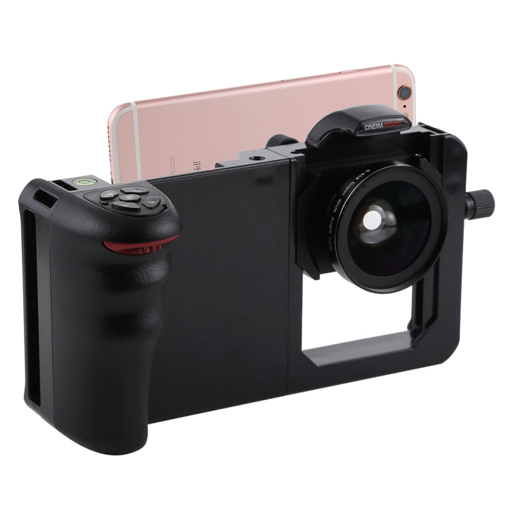 Cinema Mount 2 Professional Smartphone Stabilizer Rig Mount with Grip & 0.45X Super Wide Angle Macro Lens for iPhone 8 & 7, iPhone 6 & 6s, 6 Plus & 6s Plus, and other Smartphones Screen Less Than 6.0 inch (Black)