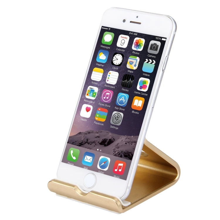 Aluminum Alloy Desktop Holder Stand for iPhones, Galaxy, Huawei, Xiaomi, LG, HTC, and 7-inch Tablet (Gold)