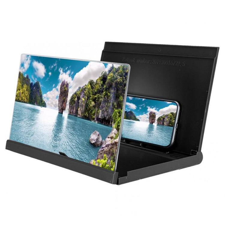 12 inch Rotatable Folding Universal Mobile Phone Screen Amplifier HD Video Amplifier with Block Light Card, Book Shape Version (Black)