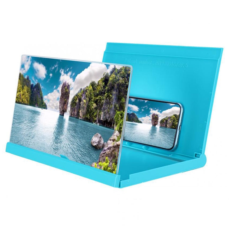 12 inch Portable Mobile Phone Screen Amplifier with 3-5X Magnification and Rotatable Design (Blue)