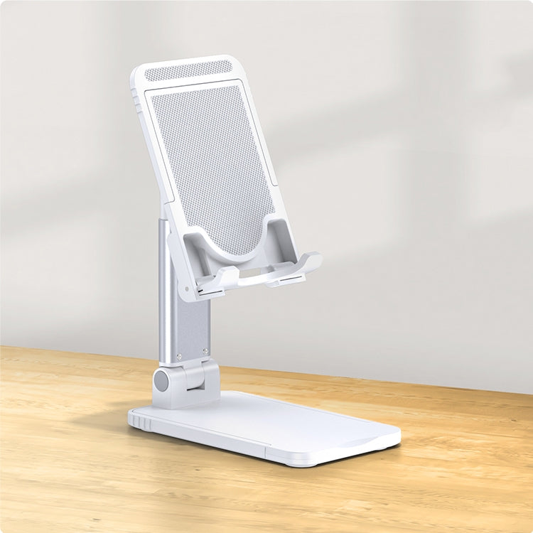 Retractable Mobile Phone and Tablet Desktop Stand Holder (White)