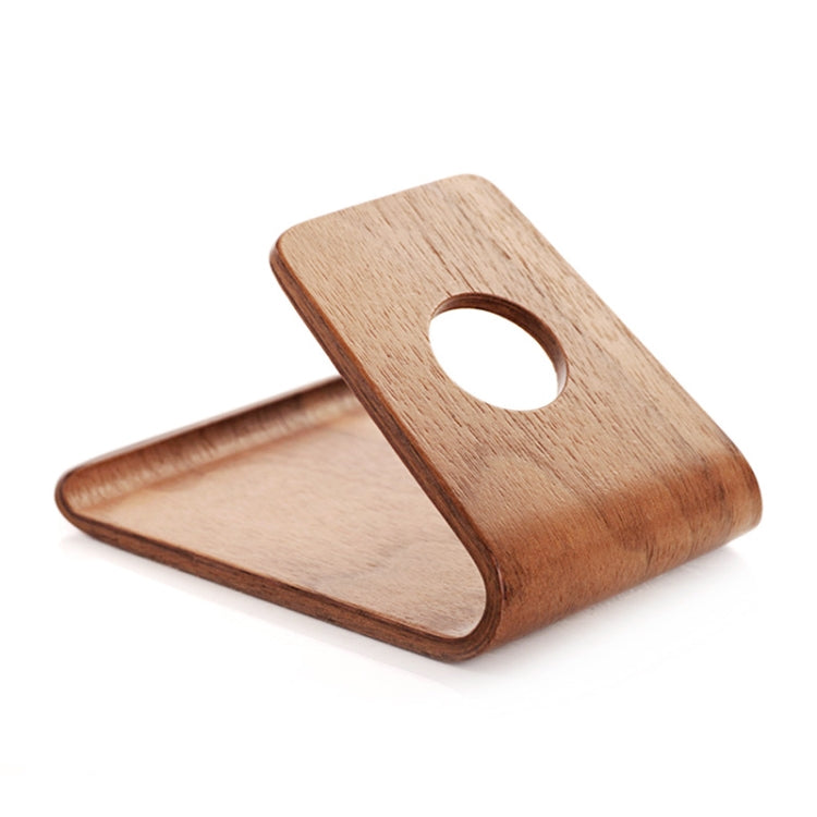 Wooden Desktop Phone Holder with Curved Universal Support for Tablets and Phones (Walnut)
