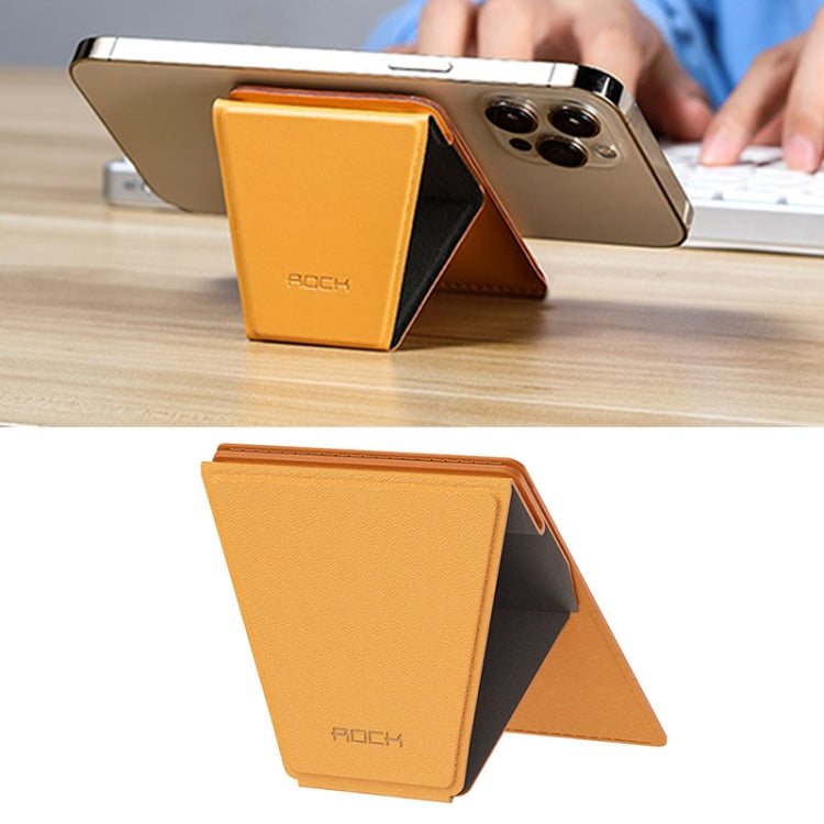ROCK RPH0968 3-in-1 PU Leather Magnetic Card Holder Stand for iPhone 12 Series (Yellow)
