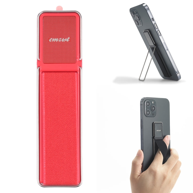 Adjustable Magnetic Phone Holder with Foldable Design and Hand Strap (Red)