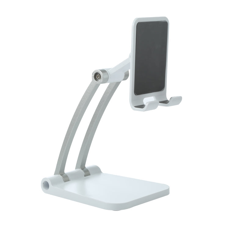 Universal Aluminum Alloy Foldable Phone and Tablet Holder with Adjustable Viewing Angle and Anti-Slip Silicone Pad (White)