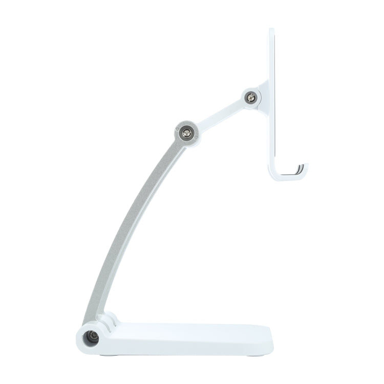 Universal Aluminum Alloy Foldable Phone and Tablet Holder with Adjustable Viewing Angle and Anti-Slip Silicone Pad (White)