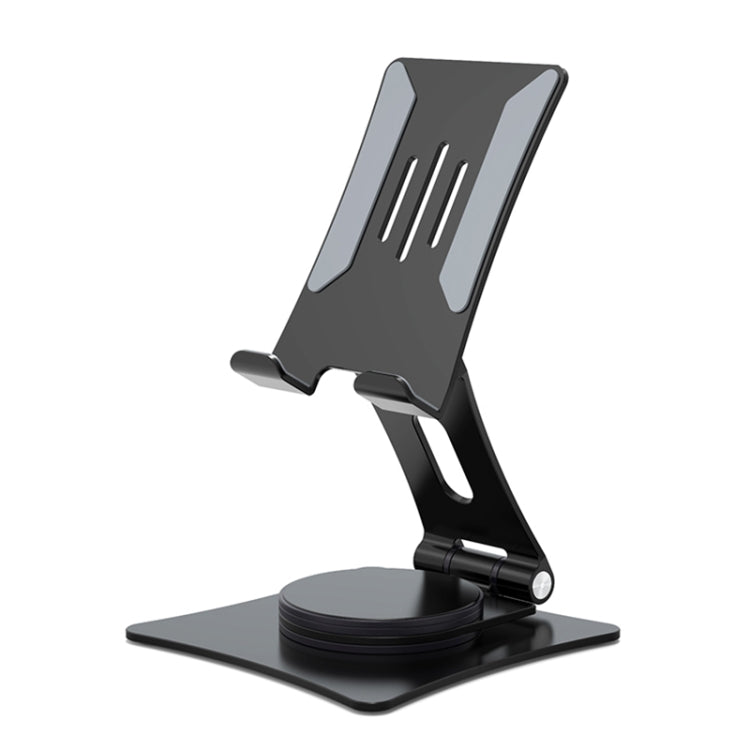 LK-T630 Foldable Rotating Mobile Phone Tablet Holder - Black (Size: S, Aluminium Alloy)