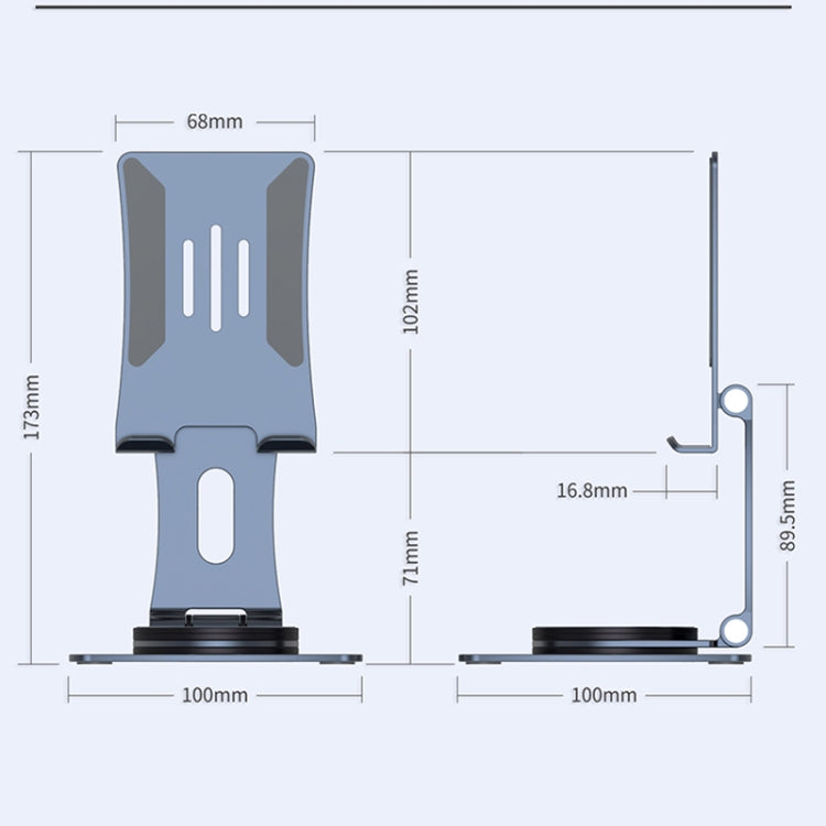LK-T630 Foldable Rotating Mobile Phone Tablet Holder - Black (Size: S, Aluminium Alloy)