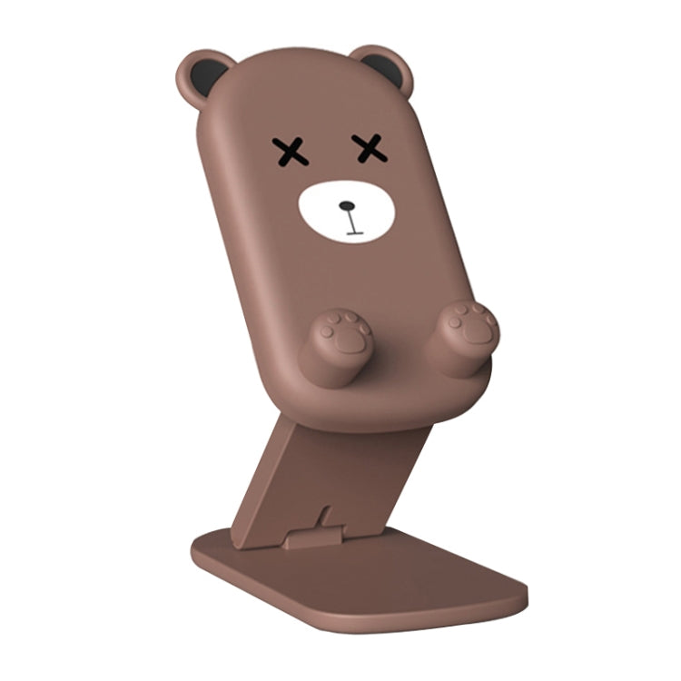 Cartoon Animal Retractable Phone Lazy Bracket Foldable Desktop Holder in Brown