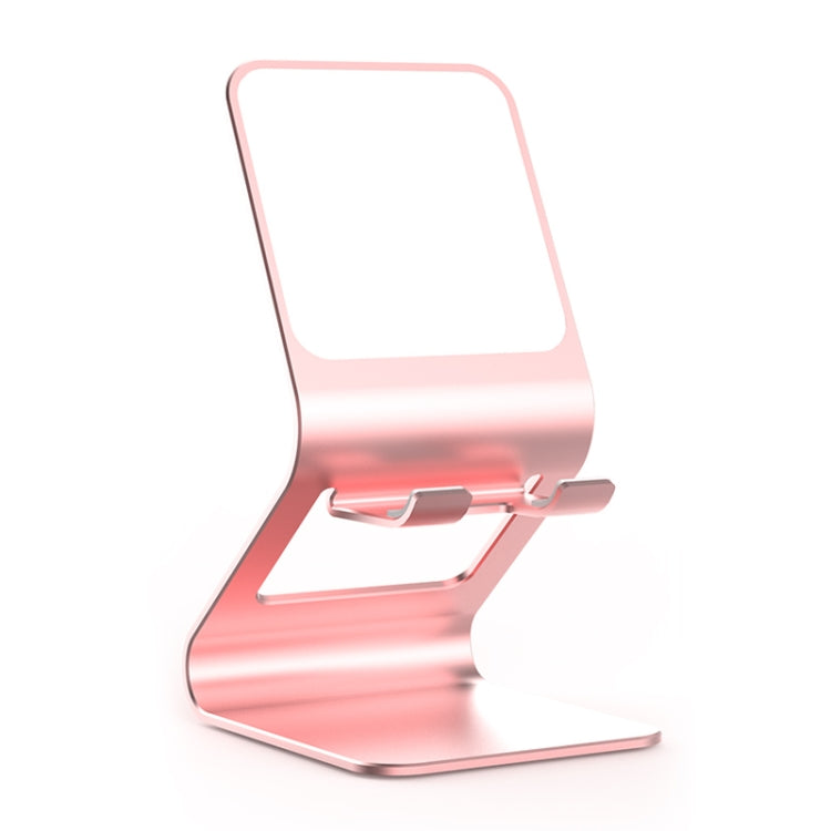 Multifunctional Metal Desktop Stand with Makeup Mirror for Mobile Phones and Tablets (Pink)