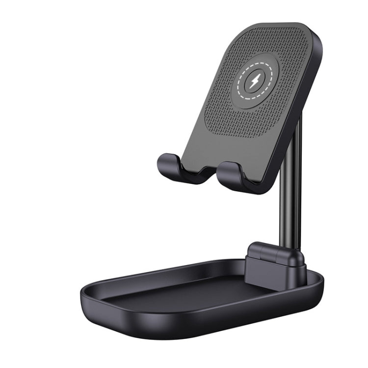 WS2 Portable Foldable Mobile Phone Tablet Holder with Wireless Charging (Black)