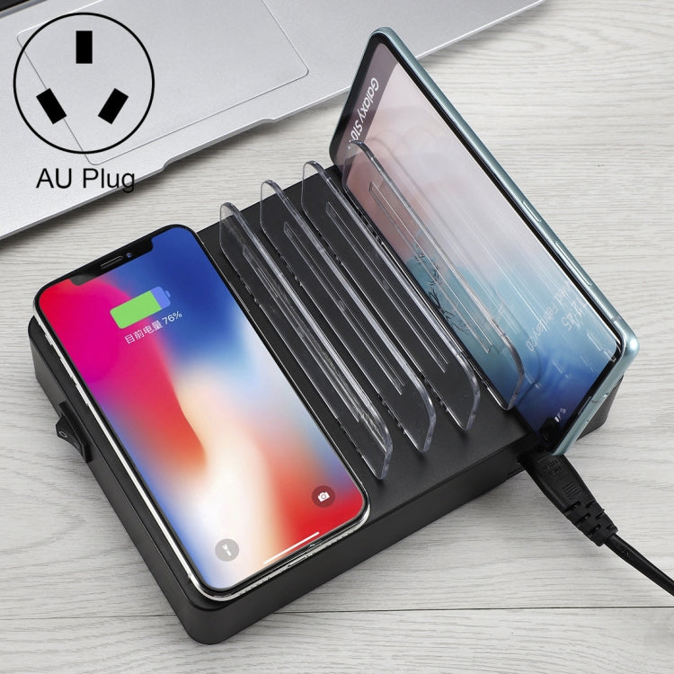 Multi-function 50W Charger with 6 USB Ports, 2 USB-C Ports, and Wireless Charging