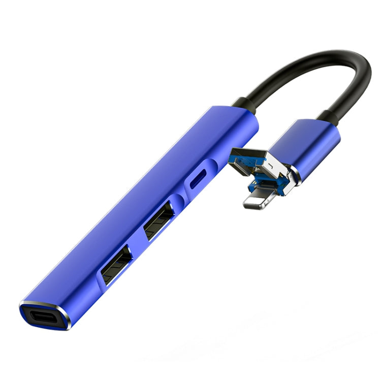 4 in 1 USB-C Hub with Multiple Ports (Blue)