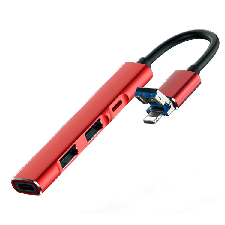 8-in-1 USB-C Multifunctional Docking Station with 2 USB Ports (Red)