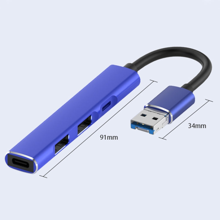 4 in 1 Multifunctional Docking Station HUB with 8 Pin/USB to Type-C/2 USB/8 Pin Ports (Black)