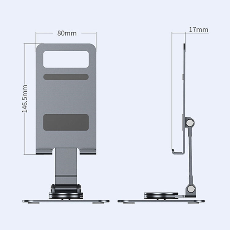 R-JUST HZ24 Aluminum Alloy Rotary Folding Mobile Phone Tablet Holder (Dark Gray)