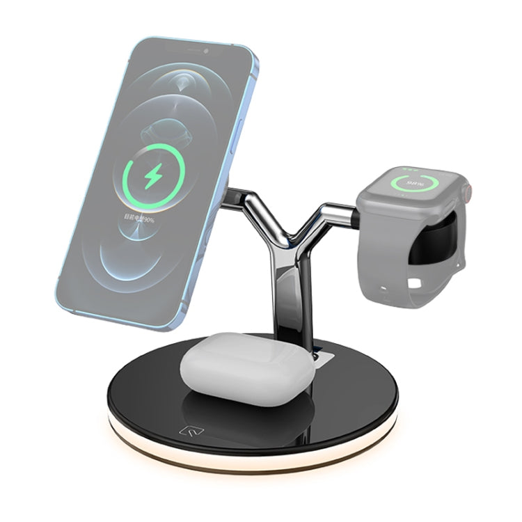 3 in 1 15W Multi-function Magnetic Wireless Charger for Mobile Phones & Apple Watches & AirPods with Colorful LED Light