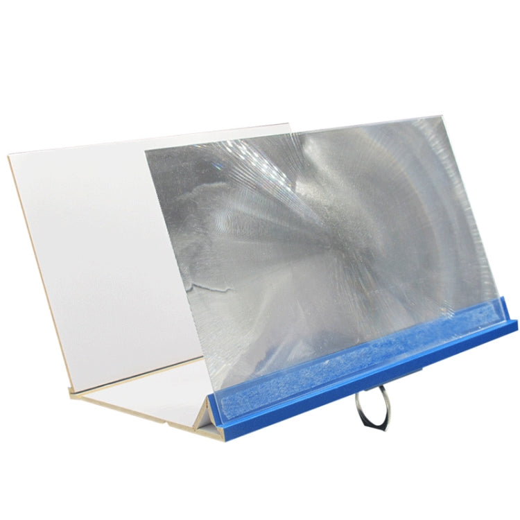 8-inch 3D Wood Grain PVC Folding Mobile Phone Screen Video Amplifier Desktop Stand in Blue