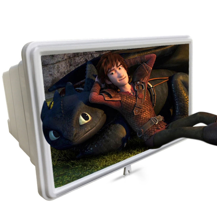 F10 12 inch 3D Mobile Phone Screen Magnifier with Telescopic Holder (White)
