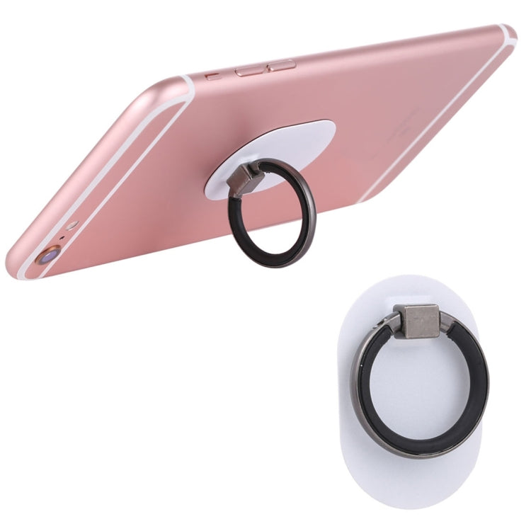 360 Degree Rotation Phone Adhesive Metal Plate Stand with Finger Grip Ring Holder(White)